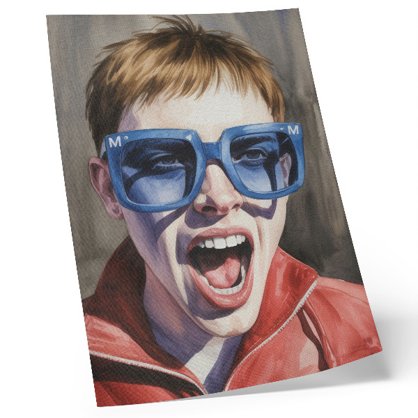 Wandposter Porträt einer Person mit Brille, lebendige Farben, Emotionen