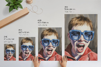 Wandposter Porträt einer Person mit Brille, lebendige Farben, Emotionen