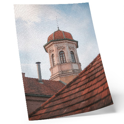Poster Rustikaler Turm, Ziegeldach, blauer Himmel