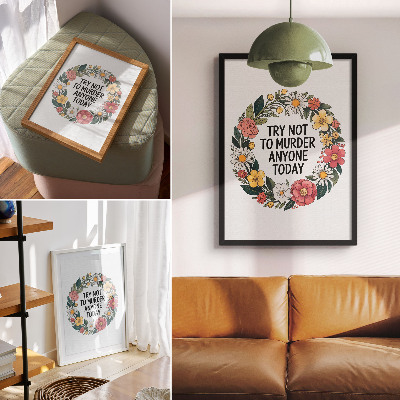Kunstdruck leinwand Ein Blumenkranz mit einer lustigen Inschrift