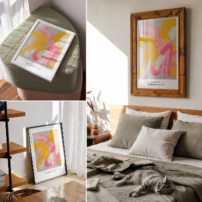 Kunstdruck leinwand Dynamische Striche in Rosa, Gelb und Weiß