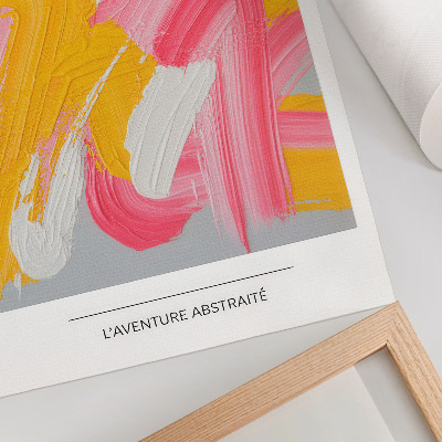 Kunstdruck leinwand Dynamische Striche in Rosa, Gelb und Weiß