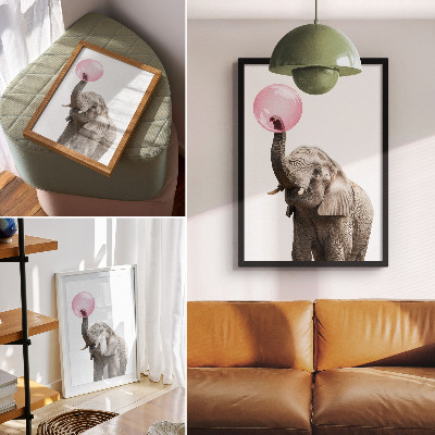 Kunstdruck leinwand Elefant mit einer Blase, Modernität, Humor, Sanftmut