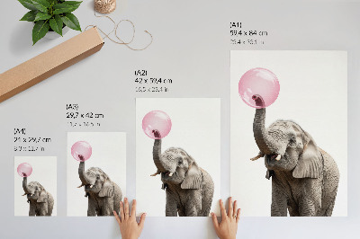 Kunstdruck leinwand Elefant mit einer Blase, Modernität, Humor, Sanftmut