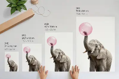 Leinwand Kunstdruck Elefant mit einer Seifenblase als humorvolles und modernes Wandbild