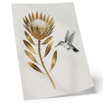 Wandposter Ein Kolibri- und Blumenmotiv in modernem Ton