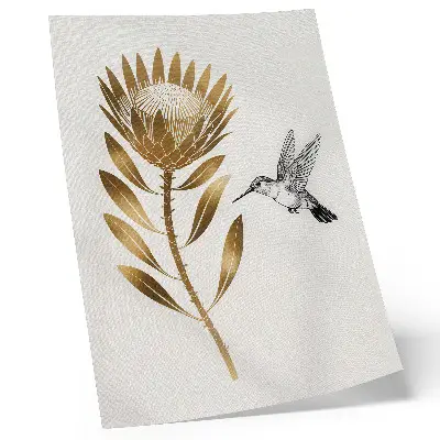 Wandposter mit einem modernen Kolibri- und Blumenmotiv