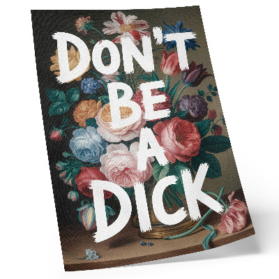 Poster Bunte Blumen mit weißer Schrift bilden einen wirkungsvollen Kontrast.