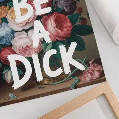 Poster bunte Blumen mit weißer Schrift im kontrastreichen Design