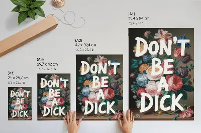 Poster bunte Blumen mit weißer Schrift im kontrastreichen Design