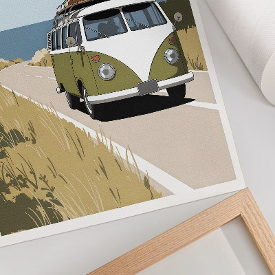 Kunstdruck leinwand Retro-Lieferwagen auf der Küstenstraße
