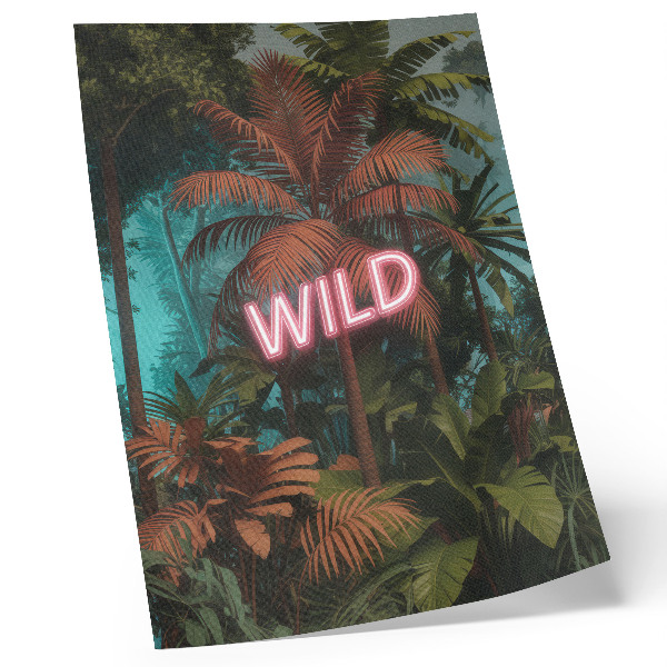 Wandposter Frische tropischer Blätter, Neonreklame