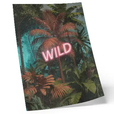 Wandposter mit Motiv frische tropische Blätter im Neon-Stil
