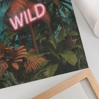 Wandposter mit Motiv frische tropische Blätter im Neon-Stil