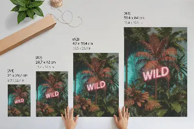 Wandposter mit Motiv frische tropische Blätter im Neon-Stil