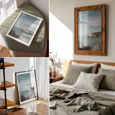 Wandposter klippen, meer und blauer himmel