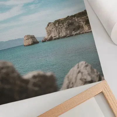 Wandposter klippen, meer und blauer himmel