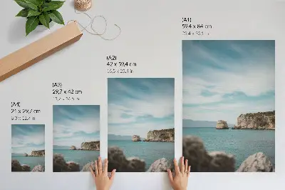 Wandposter klippen, meer und blauer himmel