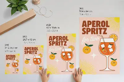 Kunstdruck auf Leinwand mit orange-gelbem lächelndem Frucht-Schriftzug