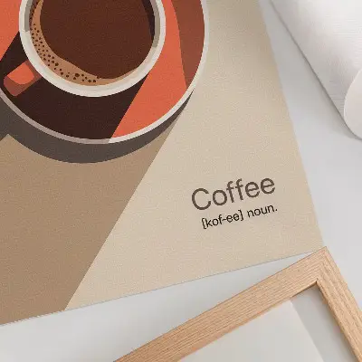 Wandposter Kaffeetasse in warmen Farben mit minimalistischem Design