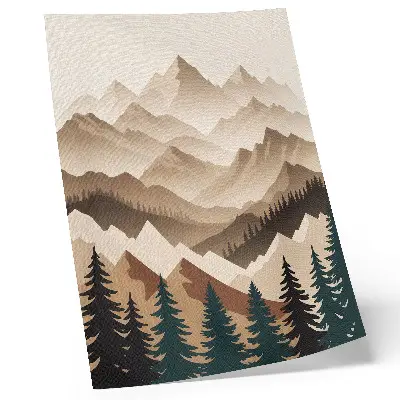 Kunstdruck auf Leinwand Berge und Bäume in harmonischer Natur mit ruhigen Schatten