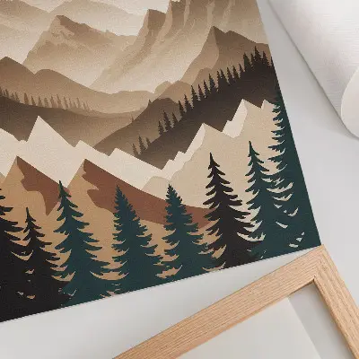 Kunstdruck auf Leinwand Berge und Bäume in harmonischer Natur mit ruhigen Schatten