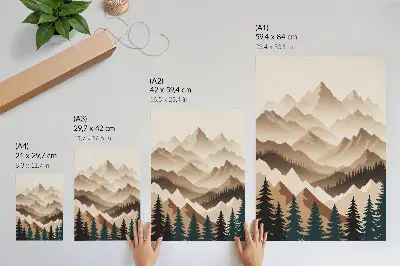 Kunstdruck auf Leinwand Berge und Bäume in harmonischer Natur mit ruhigen Schatten
