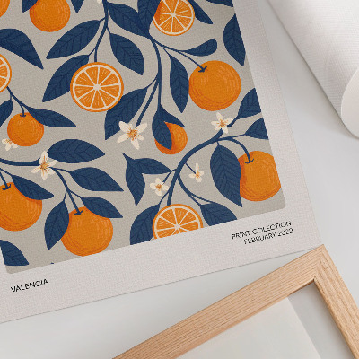 Kunstdruck leinwand Orangegrauer Hintergrund, dunkle Blätter, moderner Stil