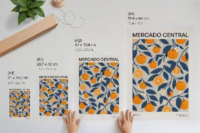 Kunstdruck auf Leinwand mit orangegrauem Hintergrund und dunklen Blättern im modernen Stil