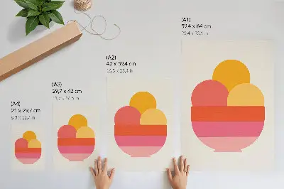Poster lebhafte Kreise in einer Schale im minimalistischen Stil