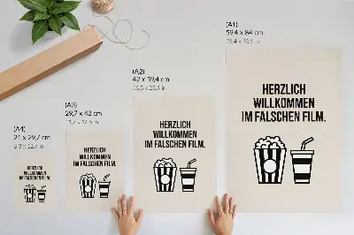 Wandposter aussagekräftige Textsymbolik auf kino-beigem Hintergrund