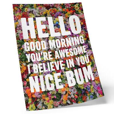 Wandposter Bunte Blumen mit weißem Text, moderne Typografie