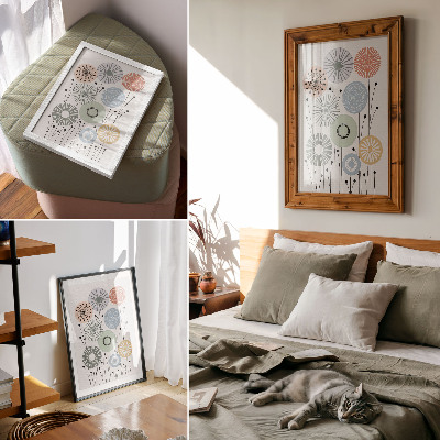 Kunstdruck leinwand Farbenfrohe geometrische Blumen auf hellem Hintergrund