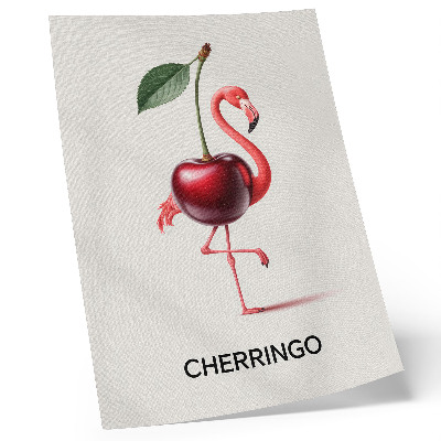 Wandposter Rosa und roter Flamingo mit Kirsche – Fantasiekomposition