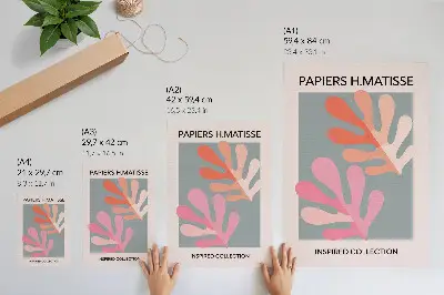 Poster Geometrische Blätter inspiriert von Matisses farbenfroher Kunst