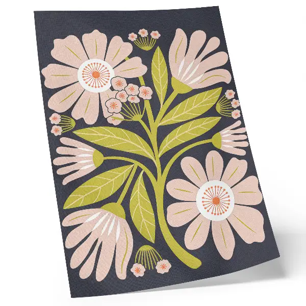 Wandposter mit Retro-Blumenmotiven ohne großen Aufwand