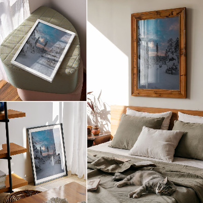 Kunstdruck leinwand schneebedeckte Bäume, malerische Landschaft, Himmel