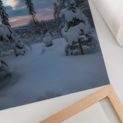 Kunstdruck leinwand schneebedeckte Bäume, malerische Landschaft, Himmel