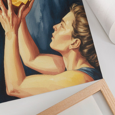 Poster Orangefarbener Kürbis, dunkelblauer Hintergrund, Surrealismus