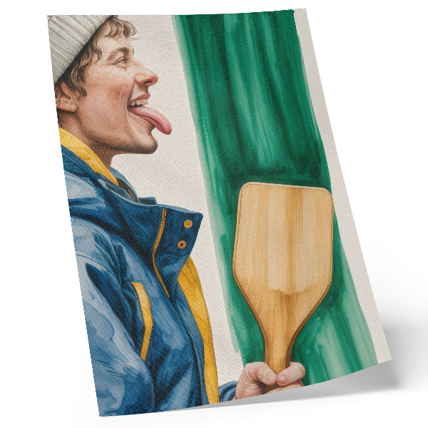 Kunstdruck leinwand Ein energischer Mann mit einem Holzschläger
