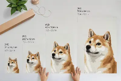 Poster ein minimalistischer Hund in Beige- und Cremetönen