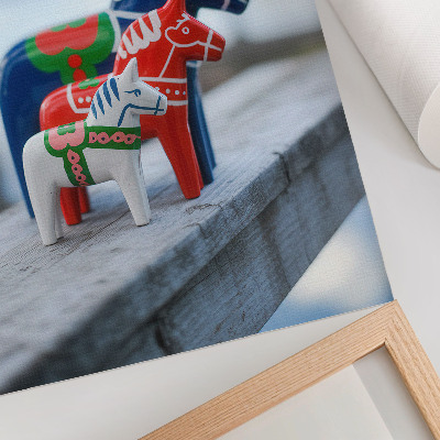 Kunstdruck leinwand Bunte Pferdefiguren im skandinavischen Stil