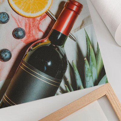 Wandposter Farbenfrohe Früchte und Rotwein auf hellem Hintergrund