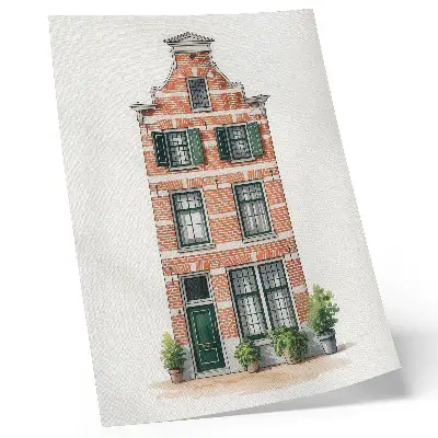 Kunstdruck auf Leinwand klassische Architektur mit roten Ziegeln und grünen Fenstern