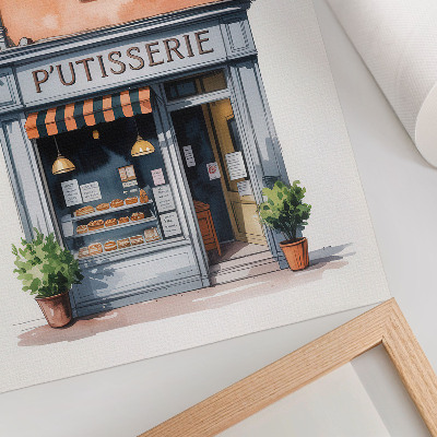 Poster Retro-Bäckerei mit pastellfarbenen Wänden