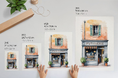Poster Retro-Bäckerei mit pastellfarbenen Wänden