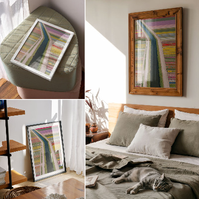 Poster Bunte Blumenstreifen entlang des Kanals