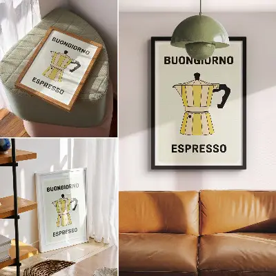 Wandposter Cafeteria mit hellem Hintergrund und attraktiver Inschrift
