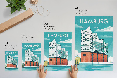 Wandposter Moderne Architektur in Blau und Wolken