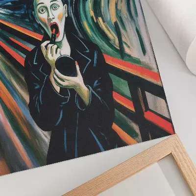 Leinwand-Kunstdruck mit ausdrucksstarker Figur, leuchtenden Farben und dynamischen Linien
